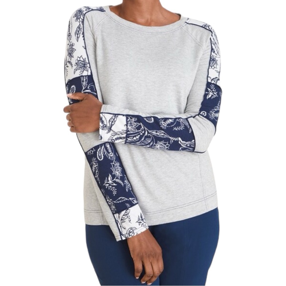 Chicos Zenergy Paisley Patchwork Sleeve Size Small